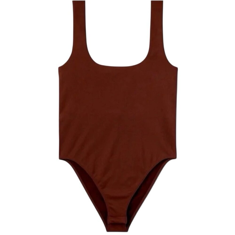 A New Day 2X Rust Brown Bodysuit NWT Stretch Built-In Bra Sleeveless